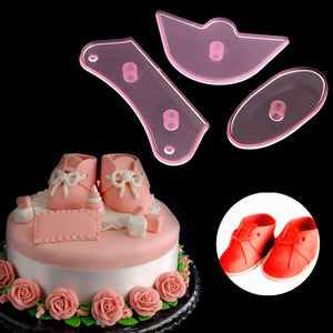 3Pcs Baby Shoes Birthday DIY Cake Decorating Mold Cutter Fondant Sugarcraft Tool