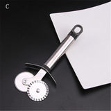 4 Patterns Stainless Steel Pizza Cutter Double Roller Pizza Knife Cutter Pastry Pasta Dough Crimper Kitchen Pizza Tools